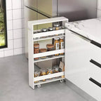 Chariot de rangement mince Costway à 4 niveaux avec étagères ouvertes, chariot de cuisine roulant sur roulettes étroit noir/gris/blanc