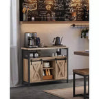 Meuble de rangement VASAGLE, buffet bas, avec 2 portes coulissantes de style grange, étagères réglables