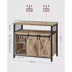 Meuble de rangement VASAGLE, buffet bas, avec 2 portes coulissantes de style grange, étagères réglables