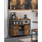 Meuble de rangement VASAGLE, buffet bas, avec 2 portes coulissantes de style grange, étagères réglables