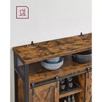 Meuble de rangement VASAGLE, buffet bas, avec 2 portes coulissantes de style grange, étagères réglables