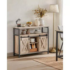 Meuble de rangement VASAGLE, buffet bas, avec 2 portes coulissantes de style grange, étagères réglables