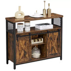 Meuble de rangement VASAGLE, buffet bas, avec 2 portes coulissantes de style grange, étagères réglables