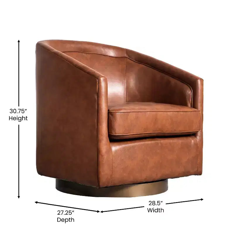 Fauteuil d'appoint style club Emma and Oliver avec base pivotante à 360 degrés et accoudoirs inclinés