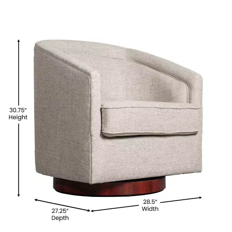 Fauteuil d'appoint style club Emma and Oliver avec base pivotante à 360 degrés et accoudoirs inclinés