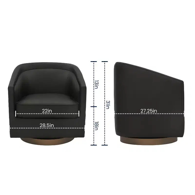 Fauteuil d'appoint style club Emma and Oliver avec base pivotante à 360 degrés et accoudoirs inclinés