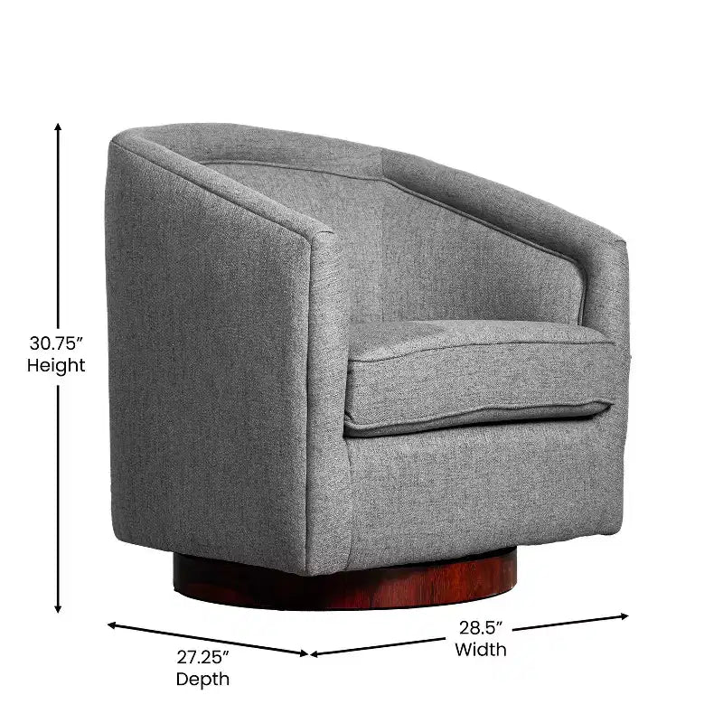 Fauteuil d'appoint style club Emma and Oliver avec base pivotante à 360 degrés et accoudoirs inclinés