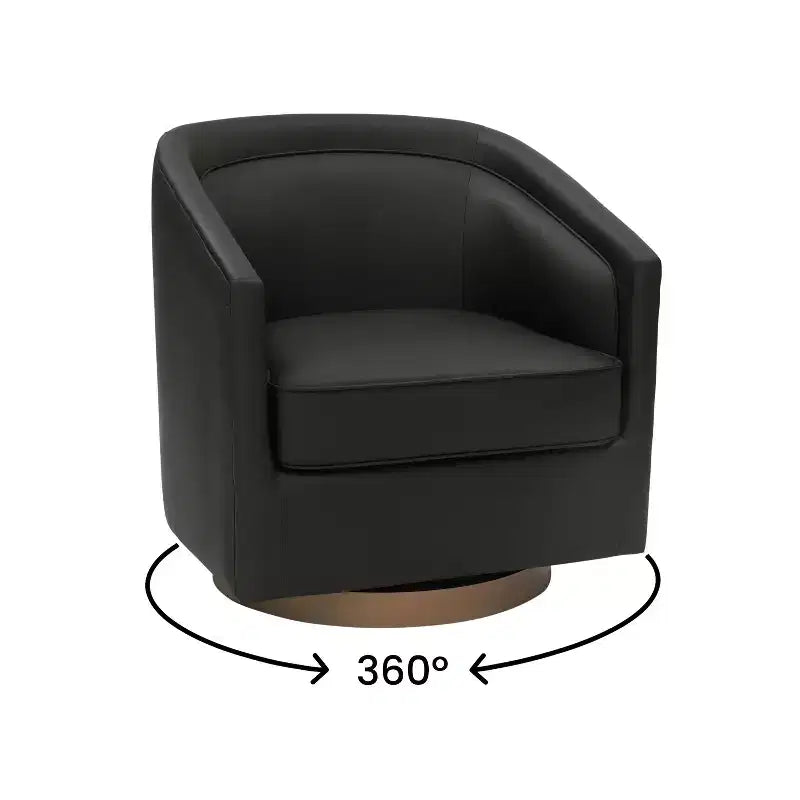 Fauteuil d'appoint style club Emma and Oliver avec base pivotante à 360 degrés et accoudoirs inclinés