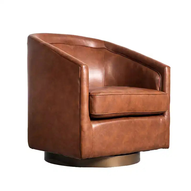 Fauteuil d'appoint style club Emma and Oliver avec base pivotante à 360 degrés et accoudoirs inclinés
