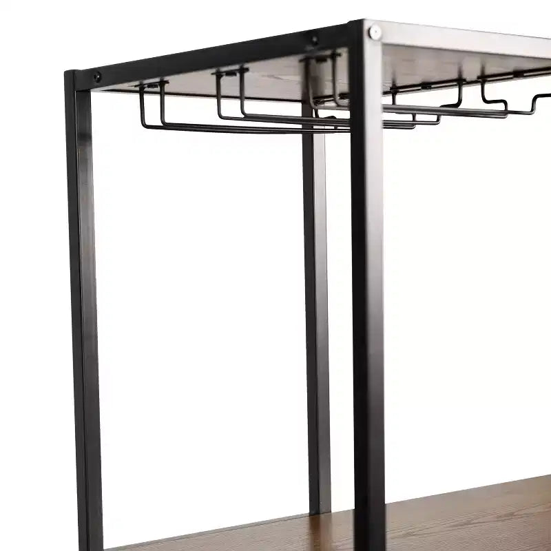 Table de bar et à vin Jura Flash Furniture en métal avec 2 étagères inclinées pour le rangement des bouteilles et le rangement des verres suspendus