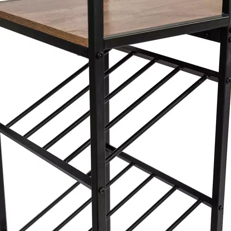 Table de bar et à vin Jura Flash Furniture en métal avec 2 étagères inclinées pour le rangement des bouteilles et le rangement des verres suspendus