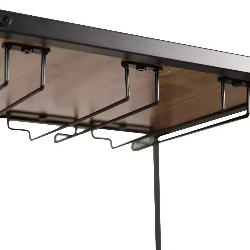 Table de bar et à vin Jura Flash Furniture en métal avec 2 étagères inclinées pour le rangement des bouteilles et le rangement des verres suspendus