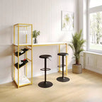Table de bar et à vin Jura Flash Furniture en métal avec 2 étagères inclinées pour le rangement des bouteilles et le rangement des verres suspendus