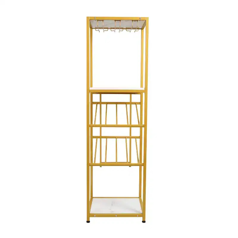 Table de bar et à vin Jura Flash Furniture en métal avec 2 étagères inclinées pour le rangement des bouteilles et le rangement des verres suspendus
