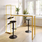 Table de bar et à vin Jura Flash Furniture en métal avec 2 étagères inclinées pour le rangement des bouteilles et le rangement des verres suspendus
