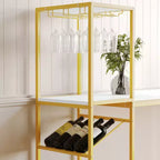 Table de bar et à vin Jura Flash Furniture en métal avec 2 étagères inclinées pour le rangement des bouteilles et le rangement des verres suspendus