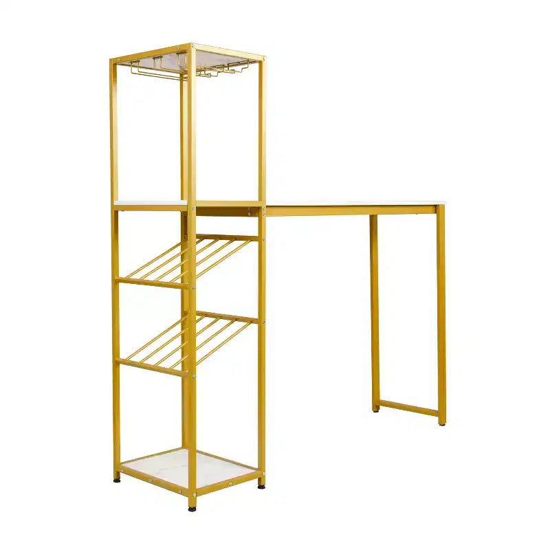 Table de bar et à vin Jura Flash Furniture en métal avec 2 étagères inclinées pour le rangement des bouteilles et le rangement des verres suspendus