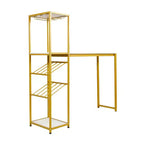 Table de bar et à vin Jura Flash Furniture en métal avec 2 étagères inclinées pour le rangement des bouteilles et le rangement des verres suspendus