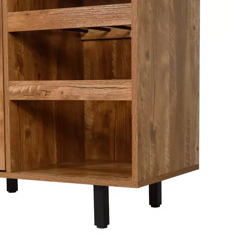 Meuble de bar et buffet classique Flash Furniture Elmont avec meuble à une porte de style Shaker avec rangement pour verres suspendu et étagères ouvertes pour bouteilles