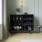 Meuble de bar et buffet classique Flash Furniture Elmont avec meuble à une porte de style Shaker avec rangement pour verres suspendu et étagères ouvertes pour bouteilles