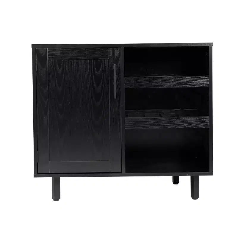 Meuble de bar et buffet classique Flash Furniture Elmont avec meuble à une porte de style Shaker avec rangement pour verres suspendu et étagères ouvertes pour bouteilles