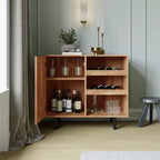 Meuble de bar et buffet classique Flash Furniture Elmont avec meuble à une porte de style Shaker avec rangement pour verres suspendu et étagères ouvertes pour bouteilles