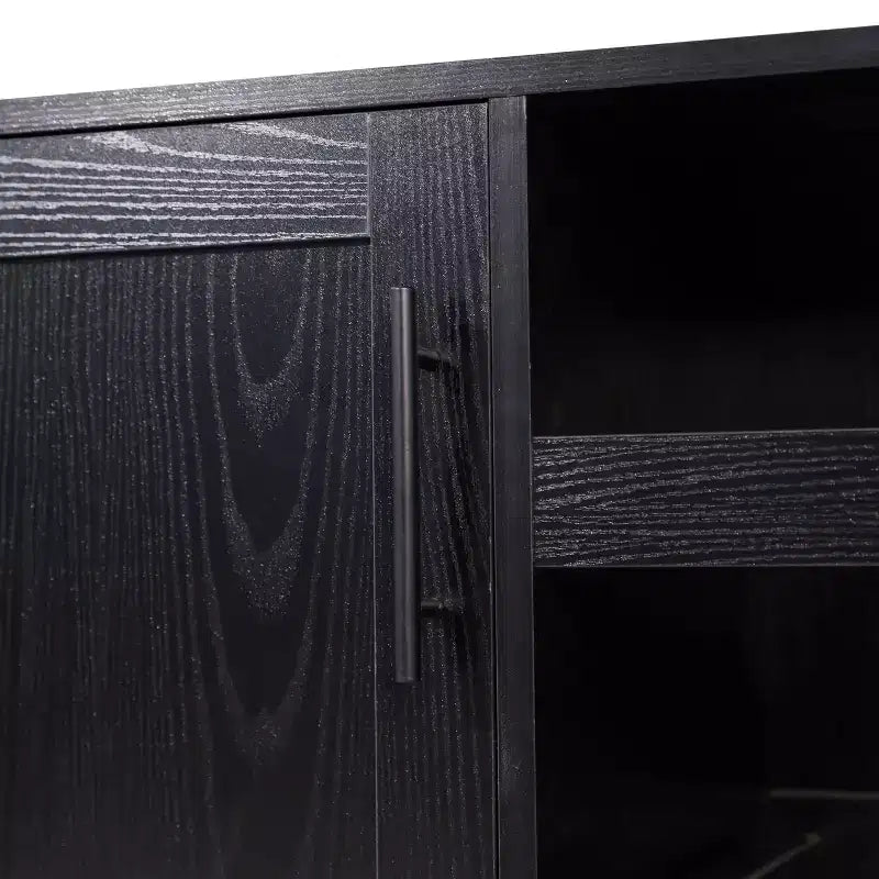 Meuble de bar et buffet classique Flash Furniture Elmont avec meuble à une porte de style Shaker avec rangement pour verres suspendu et étagères ouvertes pour bouteilles