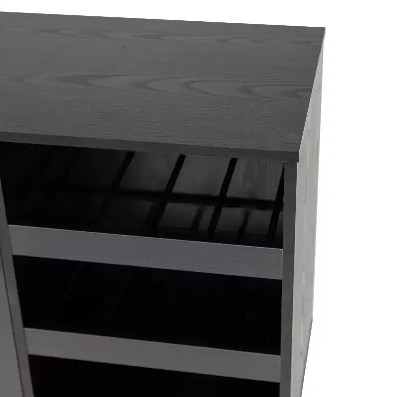 Meuble de bar et buffet classique Flash Furniture Elmont avec meuble à une porte de style Shaker avec rangement pour verres suspendu et étagères ouvertes pour bouteilles