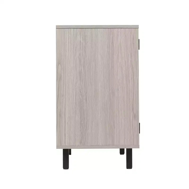 Meuble de bar et buffet classique Flash Furniture Elmont avec meuble à une porte de style Shaker avec rangement pour verres suspendu et étagères ouvertes pour bouteilles
