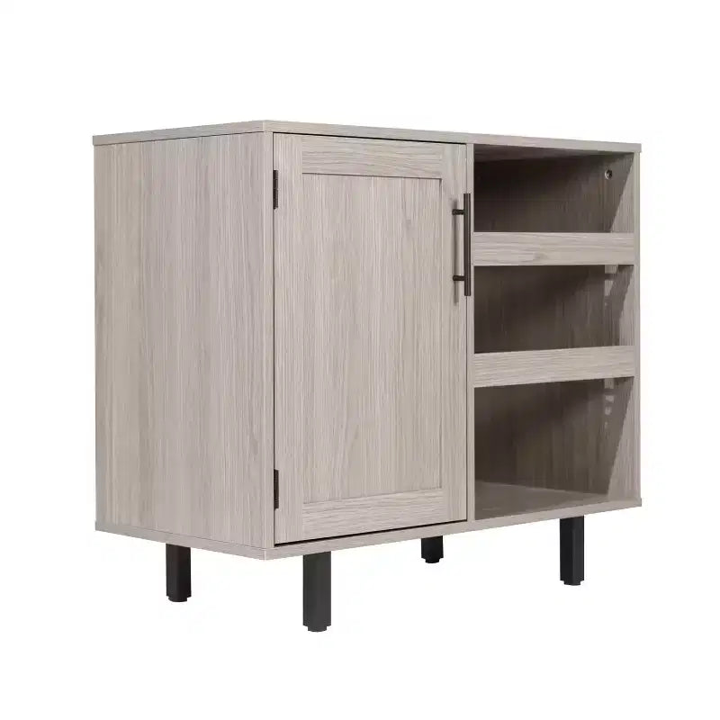 Meuble de bar et buffet classique Flash Furniture Elmont avec meuble à une porte de style Shaker avec rangement pour verres suspendu et étagères ouvertes pour bouteilles