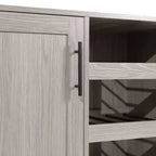 Meuble de bar et buffet classique Flash Furniture Elmont avec meuble à une porte de style Shaker avec rangement pour verres suspendu et étagères ouvertes pour bouteilles