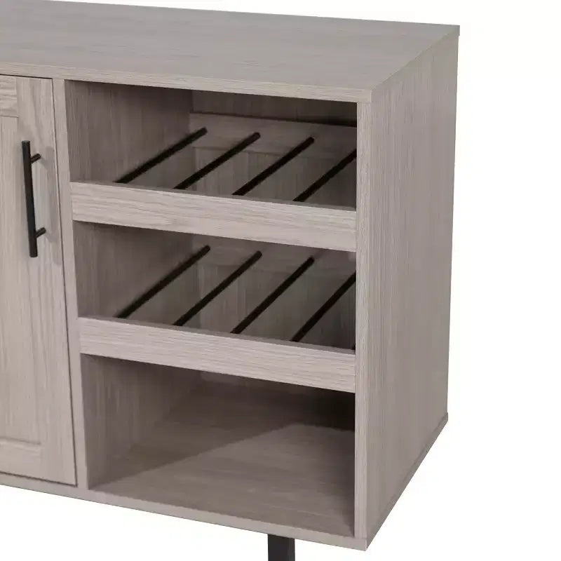 Meuble de bar et buffet classique Flash Furniture Elmont avec meuble à une porte de style Shaker avec rangement pour verres suspendu et étagères ouvertes pour bouteilles
