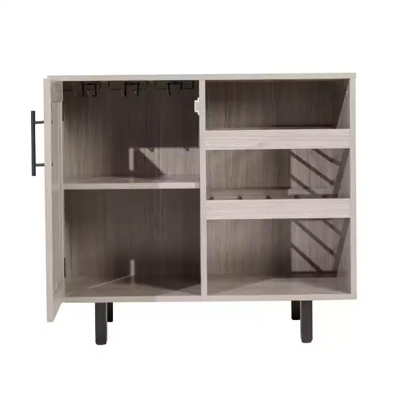 Meuble de bar et buffet classique Flash Furniture Elmont avec meuble à une porte de style Shaker avec rangement pour verres suspendu et étagères ouvertes pour bouteilles