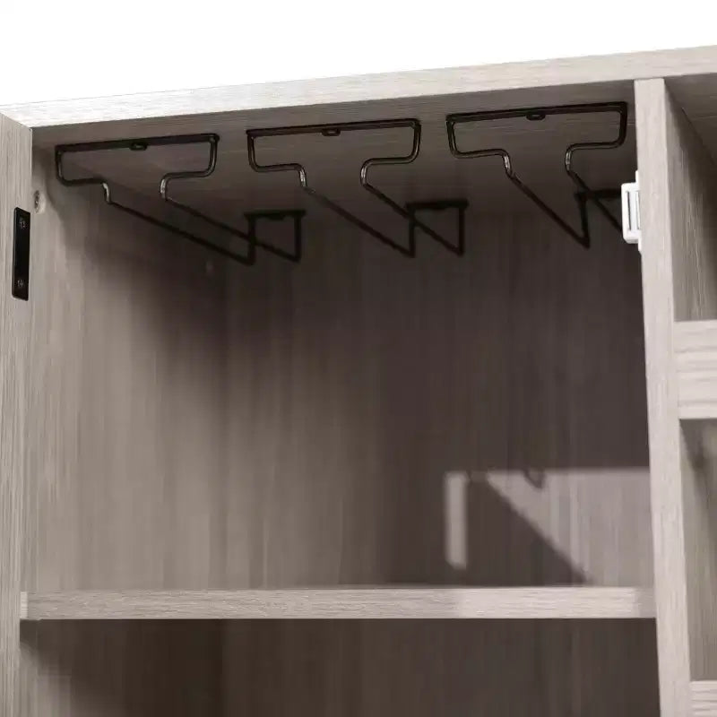 Meuble de bar et buffet classique Flash Furniture Elmont avec meuble à une porte de style Shaker avec rangement pour verres suspendu et étagères ouvertes pour bouteilles