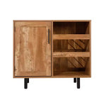 Meuble de bar et buffet classique Flash Furniture Elmont avec meuble à une porte de style Shaker avec rangement pour verres suspendu et étagères ouvertes pour bouteilles