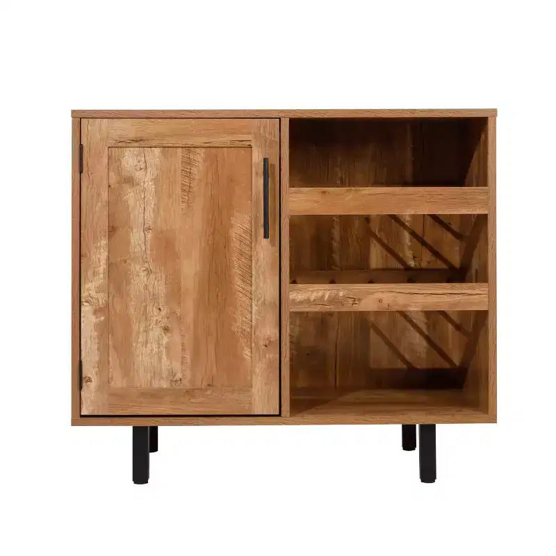 Meuble de bar et buffet classique Flash Furniture Elmont avec meuble à une porte de style Shaker avec rangement pour verres suspendu et étagères ouvertes pour bouteilles