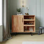 Meuble de bar et buffet classique Flash Furniture Elmont avec meuble à une porte de style Shaker avec rangement pour verres suspendu et étagères ouvertes pour bouteilles