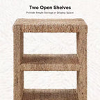 Table d'appoint Heinrich 24 en corde d'herbe style côtier avec deux étagères ouvertes, lot de 2 | ART OF LIVING DESIGNS-NATUREL