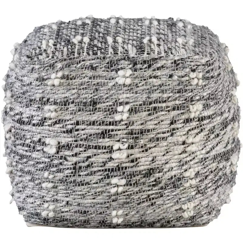 Uttermost Narol Neutral Charcoal and Black Pouf Ottoman