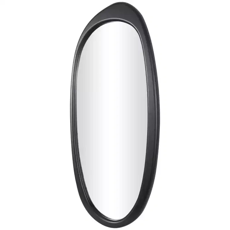 Miroir Mural Ovale Abstrait en Bois Noir - Olivia & May