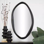 Miroir Mural Ovale Abstrait en Bois Noir - Olivia & May