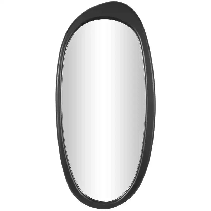 Miroir Mural Ovale Abstrait en Bois Noir - Olivia & May