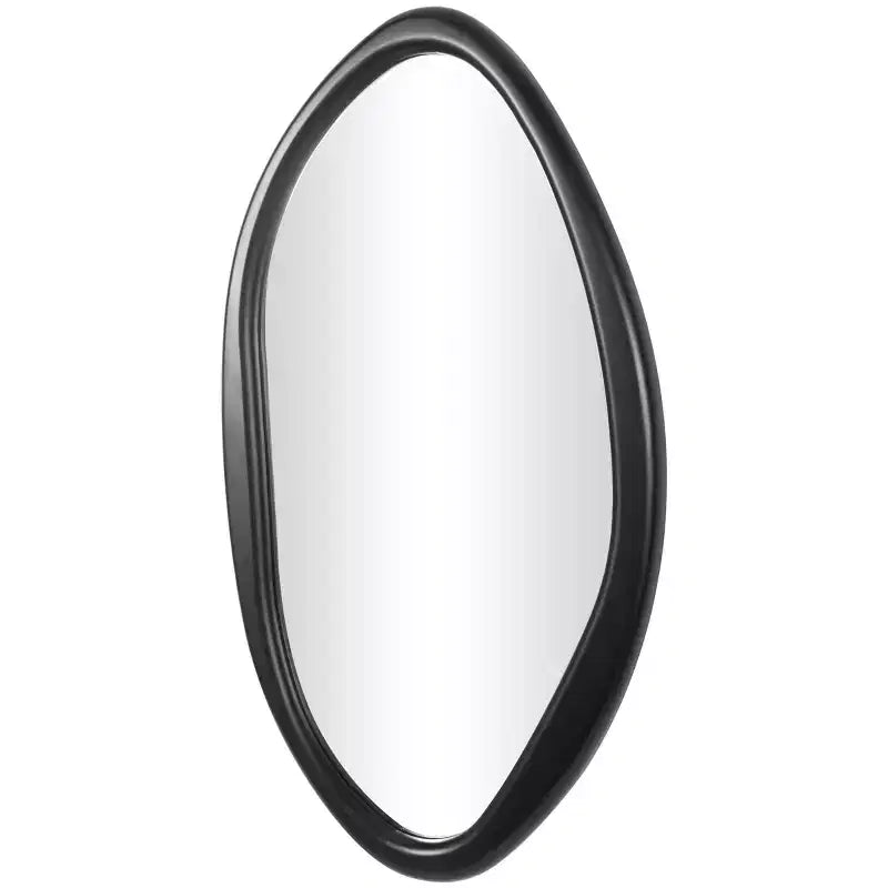Miroir Mural Ovale Abstrait en Bois Noir - Olivia & May