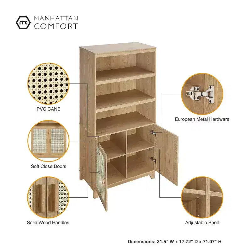 Bibliothèque à 7 étagères en rotin Sheridan Modern – Manhattan Comfort