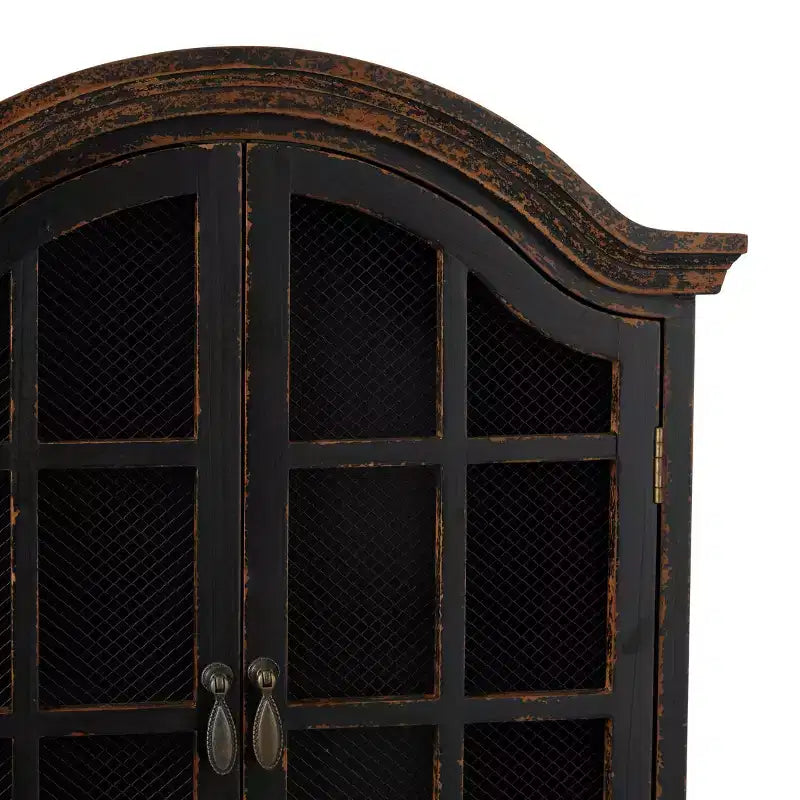 Étagère murale traditionnelle en bois 28x22 avec portes à volets arquées - Olivia & May
