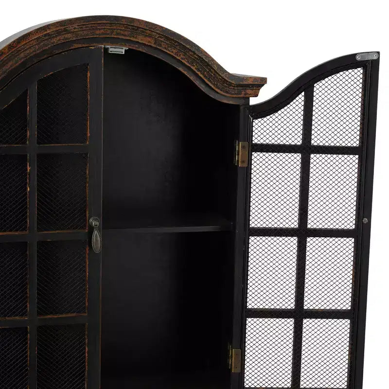 Étagère murale traditionnelle en bois 28x22 avec portes à volets arquées - Olivia & May