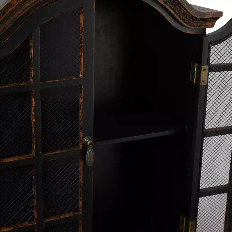 Étagère murale traditionnelle en bois 28x22 avec portes à volets arquées - Olivia & May