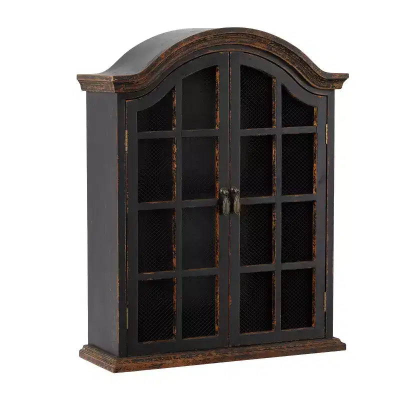 Étagère murale traditionnelle en bois 28x22 avec portes à volets arquées - Olivia & May