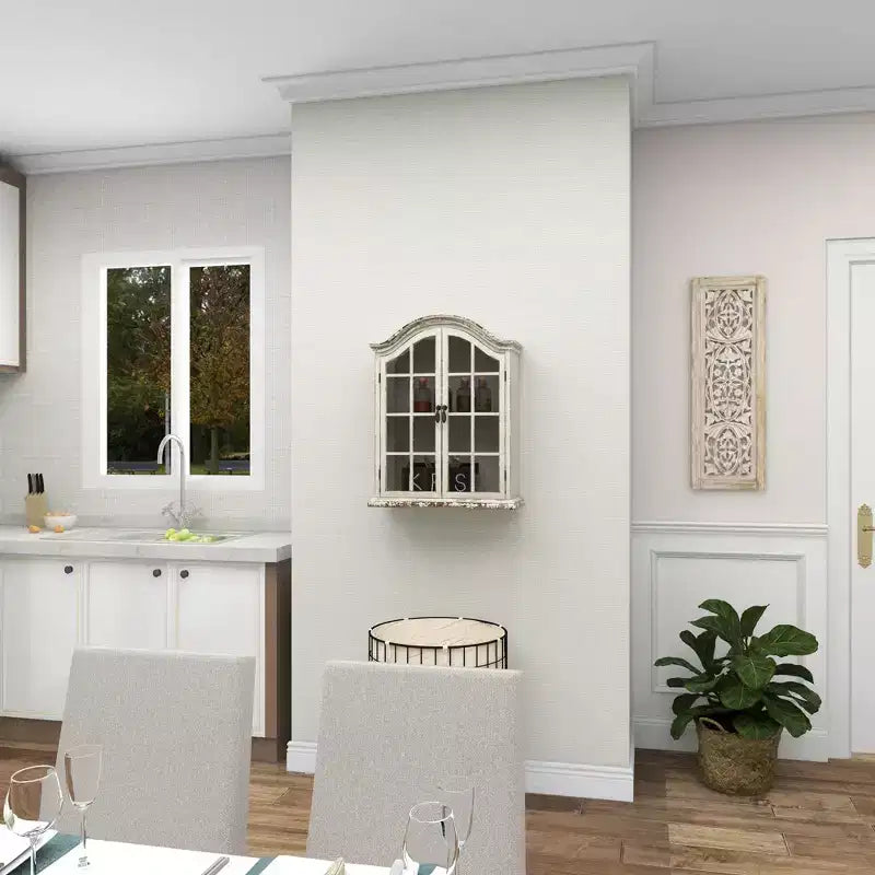 Étagère murale traditionnelle en bois 28x22 avec portes à volets arquées - Olivia & May