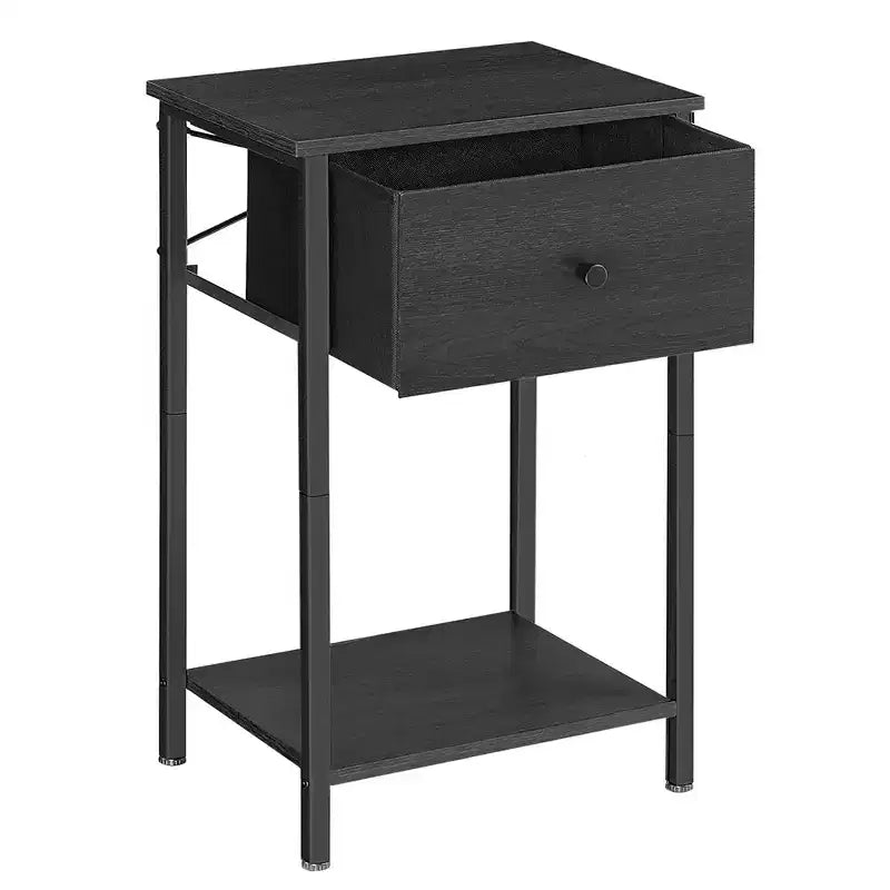 Nightstand Side Fabric Drawer 24-Inch Tall End Table with Storage Shelf Bedroom
